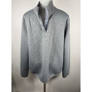 Womens Quilted Snap Neck Sweatshirt Pullover Gray Size L
